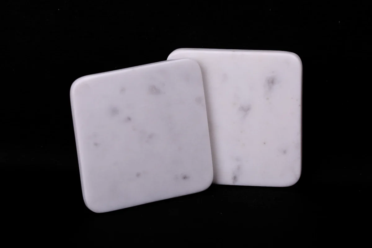 banswara white marble square tea coaster